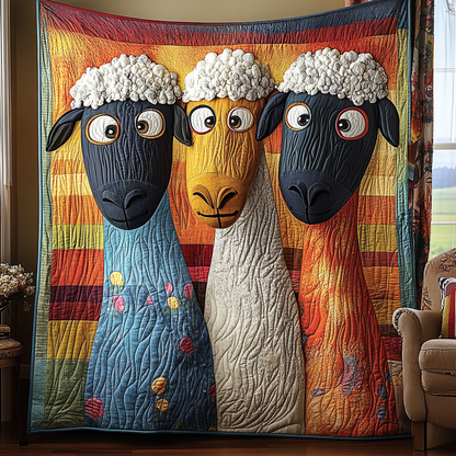 Patchwork Sheeps Quilted Blanket