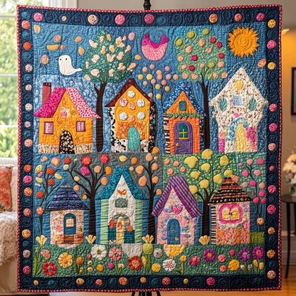 Patchwork Village Quilted Blanket