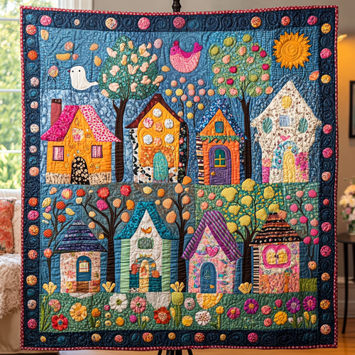 Patchwork Village Quilted Blanket