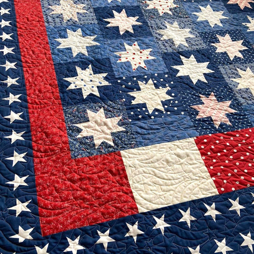 Patriotic Elegance Quilted Blanket