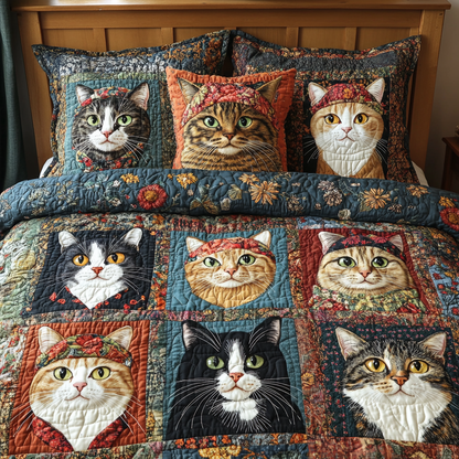 Paws Whimsy 3-Piece Quilted Bedding Set