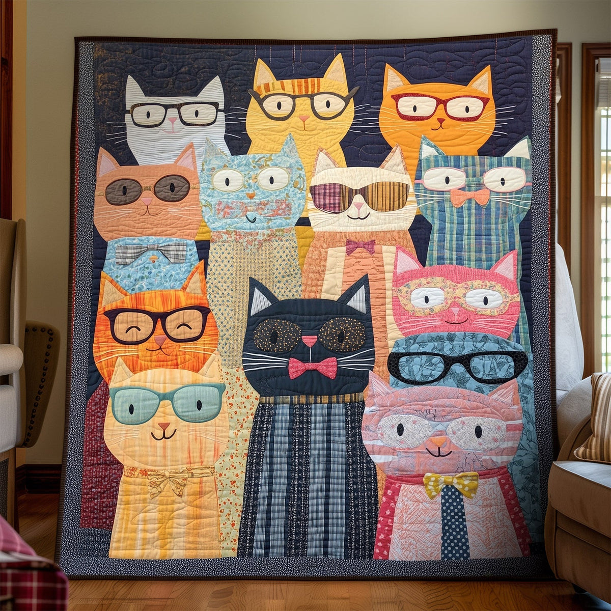 Paws and Glasses Quilted Blanket