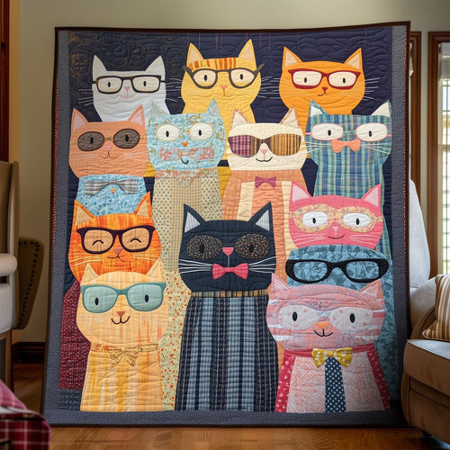 Paws and Glasses Quilted Blanket