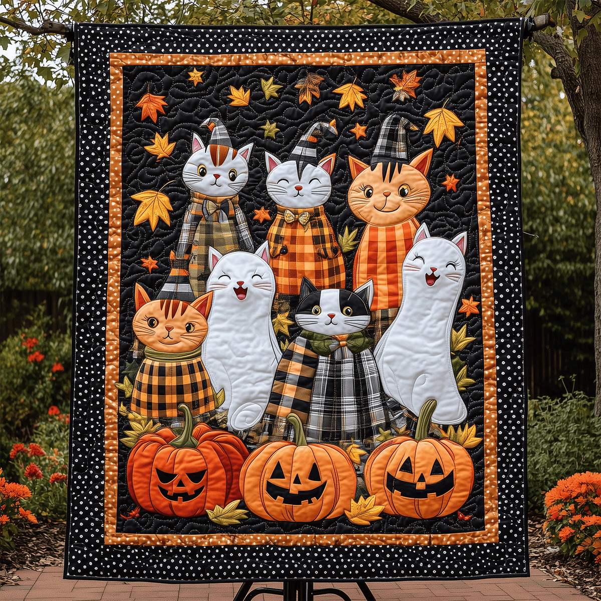 Paws and Pumpkins Quilted Blanket