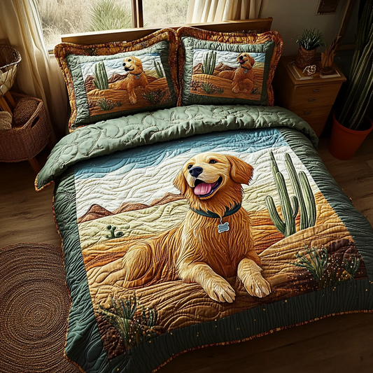 Paws of Gold 3-Piece Quilted Bedding Set