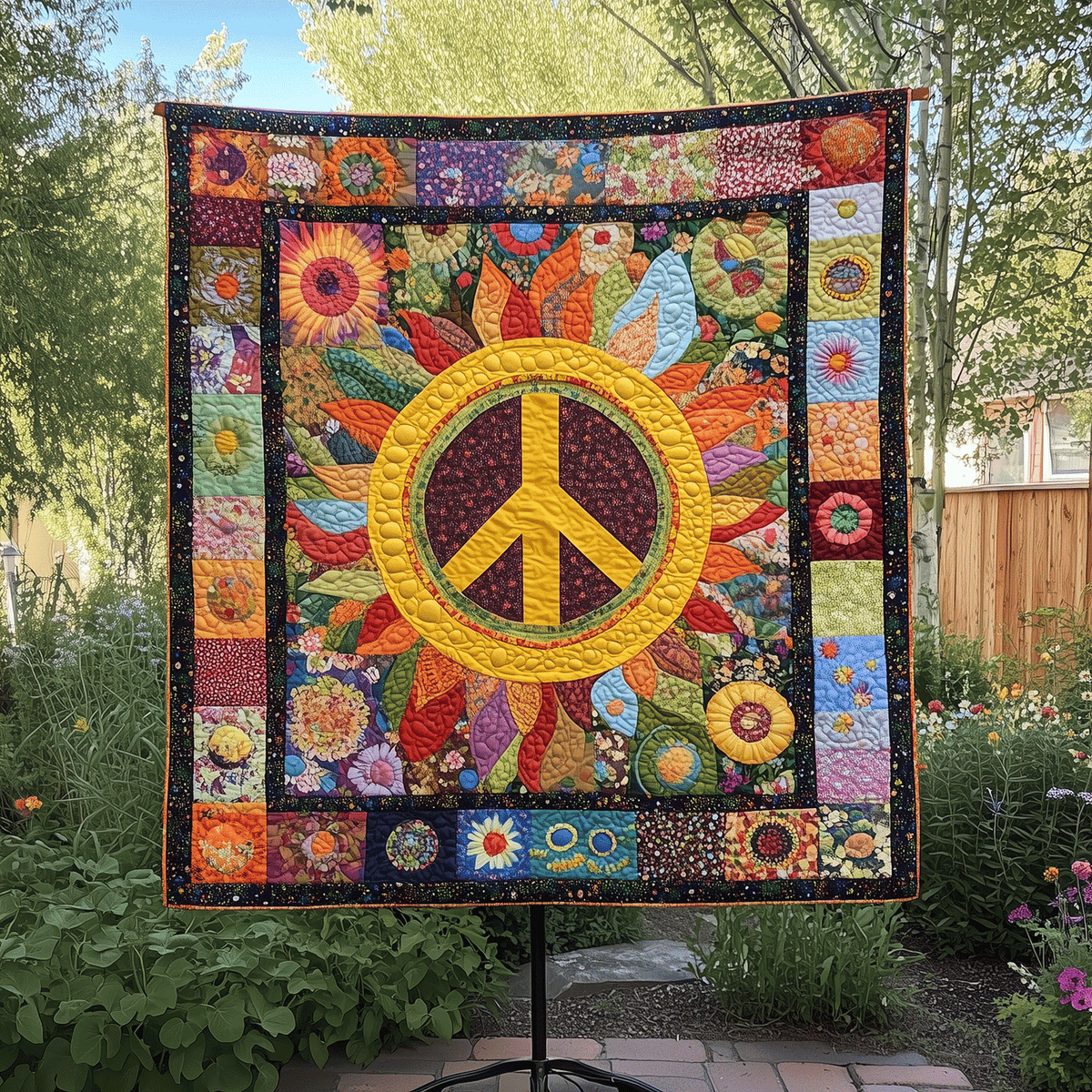 Peace Garden Quilted Blanket