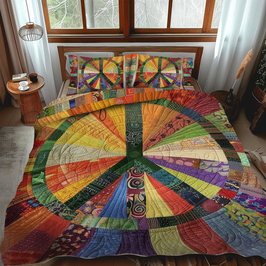 Peaceful Sunburst 3-Piece Quilted Bedding Set