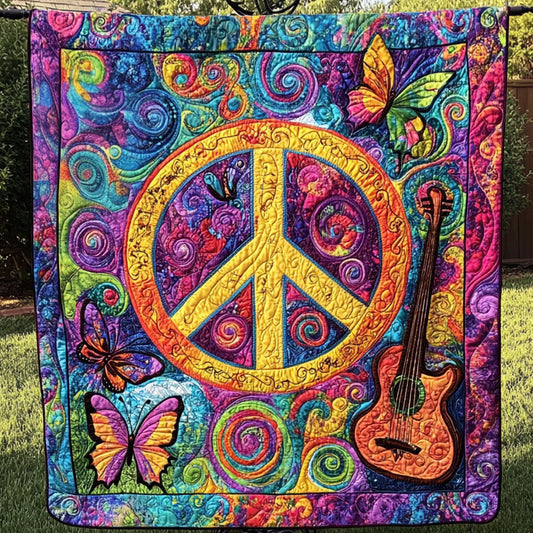 Peaceful Chords Quilted Blanket