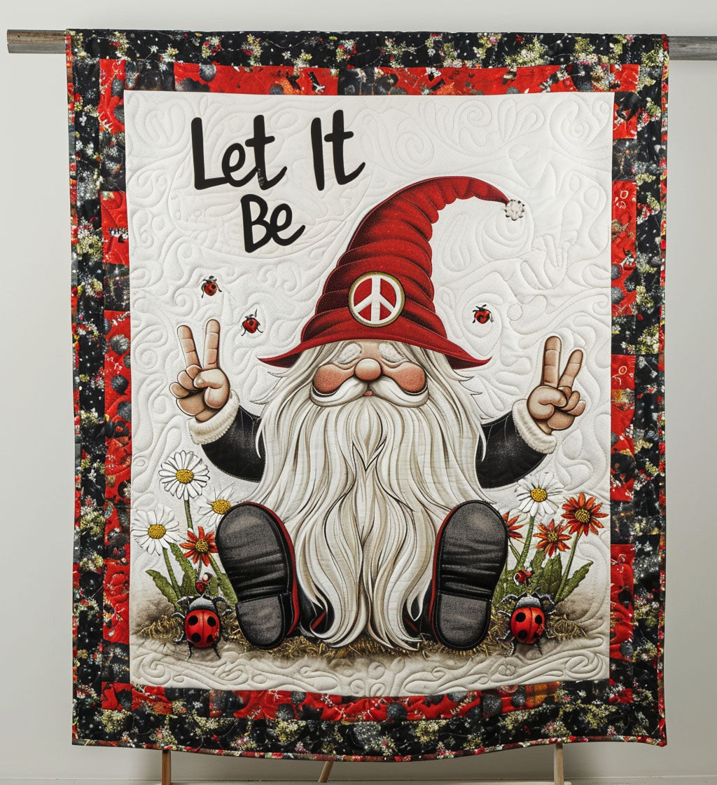 Peaceful Gnome Retreat Quilted Blanket