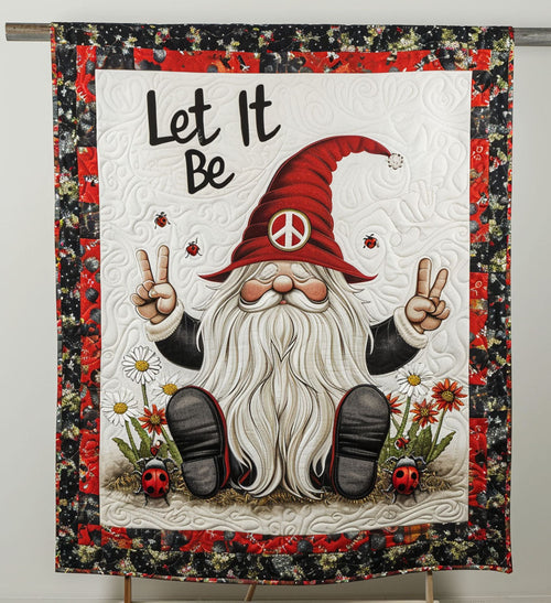 Peaceful Gnome Retreat Quilted Blanket