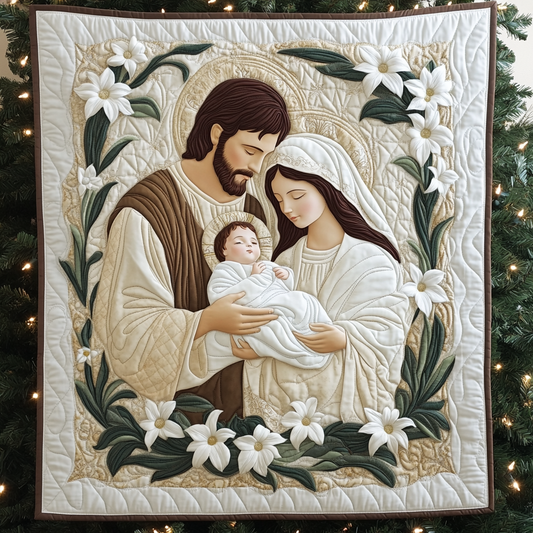 Peaceful Nativity Quilted Blanket