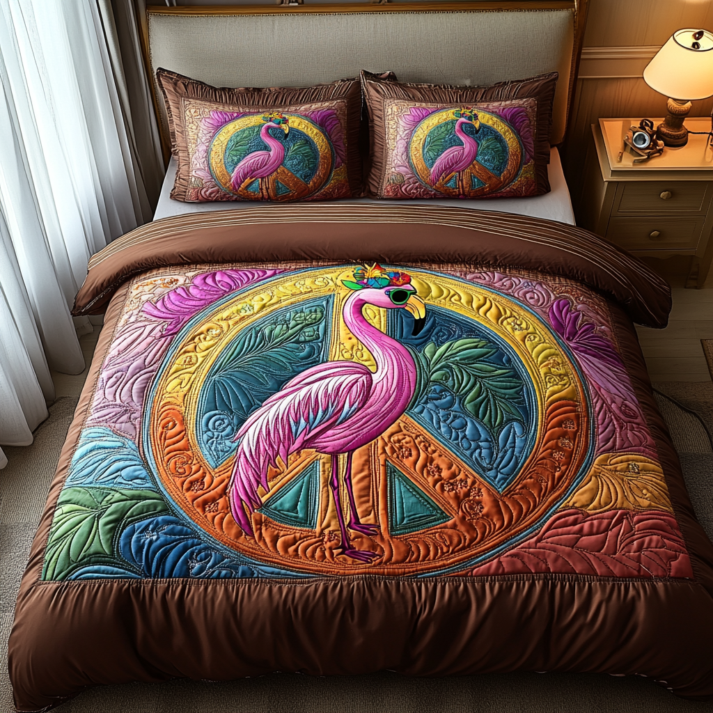 Peaceful Pink 3-Piece Quilted Bedding Set