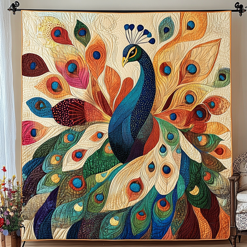Peacock Bliss Quilted Blanket