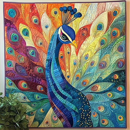 Peacock Delight Quilted Blanket
