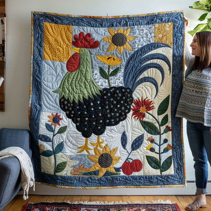Pecking Petals Quilted Blanket