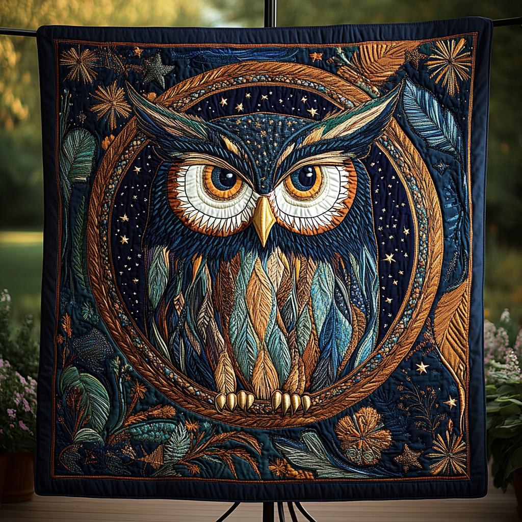 Perched Wisdom Quilted Blanket