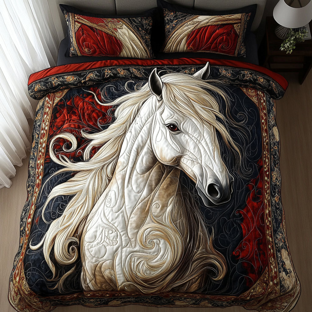 Persian Horse 3-Piece Quilted Bedding Set