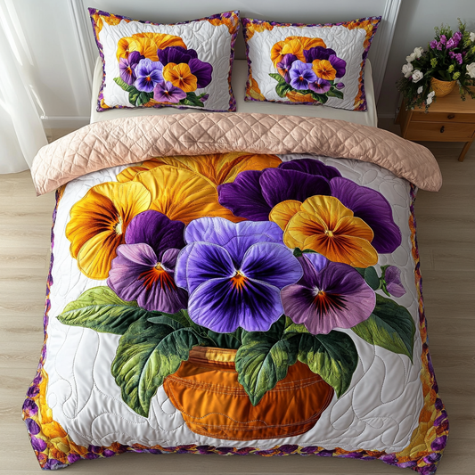 Petal Beauty 3-Piece Quilted Bedding Set