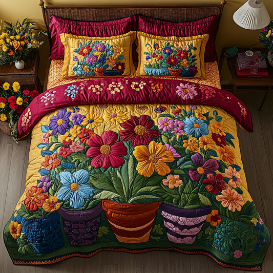 Petal Dream 3-Piece Quilted Bedding Set