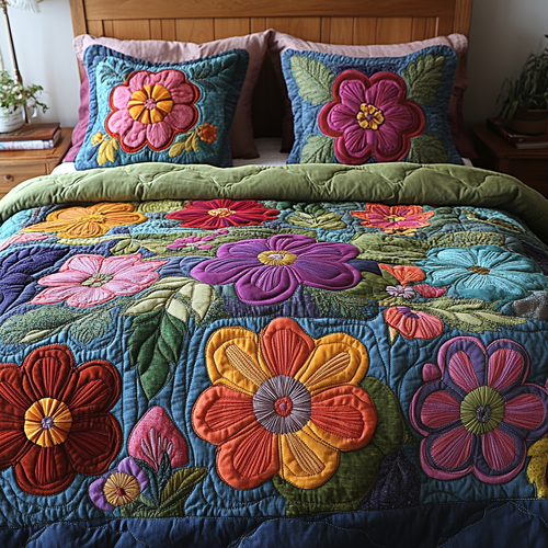 Petal Dreams 3-Piece Quilted Bedding Set