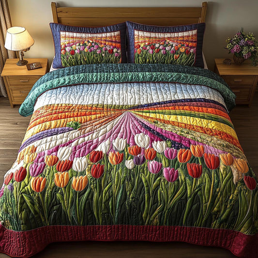 Petal Horizon 3-Piece Quilted Bedding Set