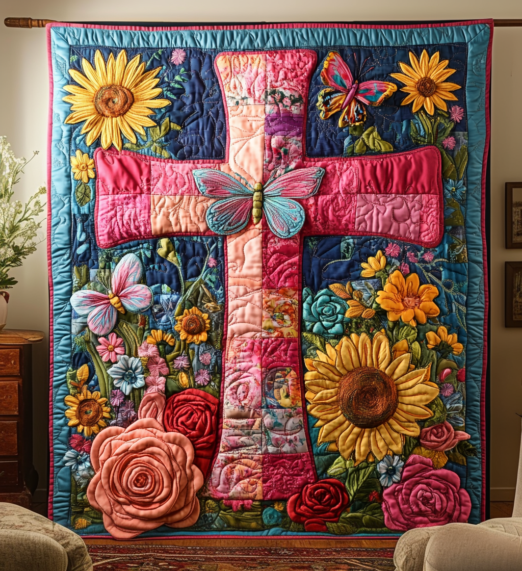 Petals of Prayer Quilted Blanket