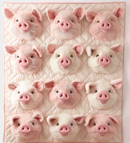 Piggy Paradise Quilted Blanket