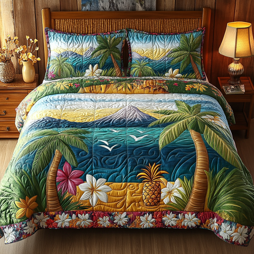 Pineapple Coast 3-Piece Quilted Bedding Set
