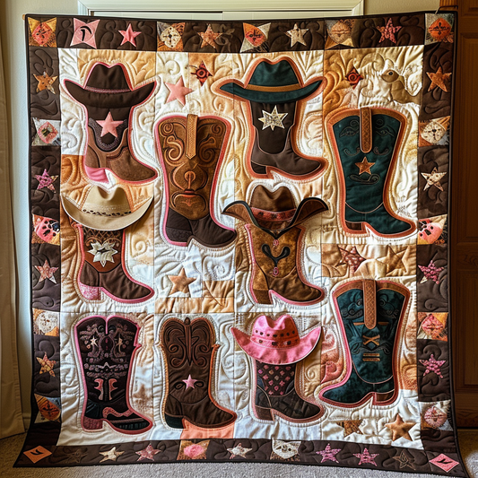 Pink Western Delight Quilted Blanket