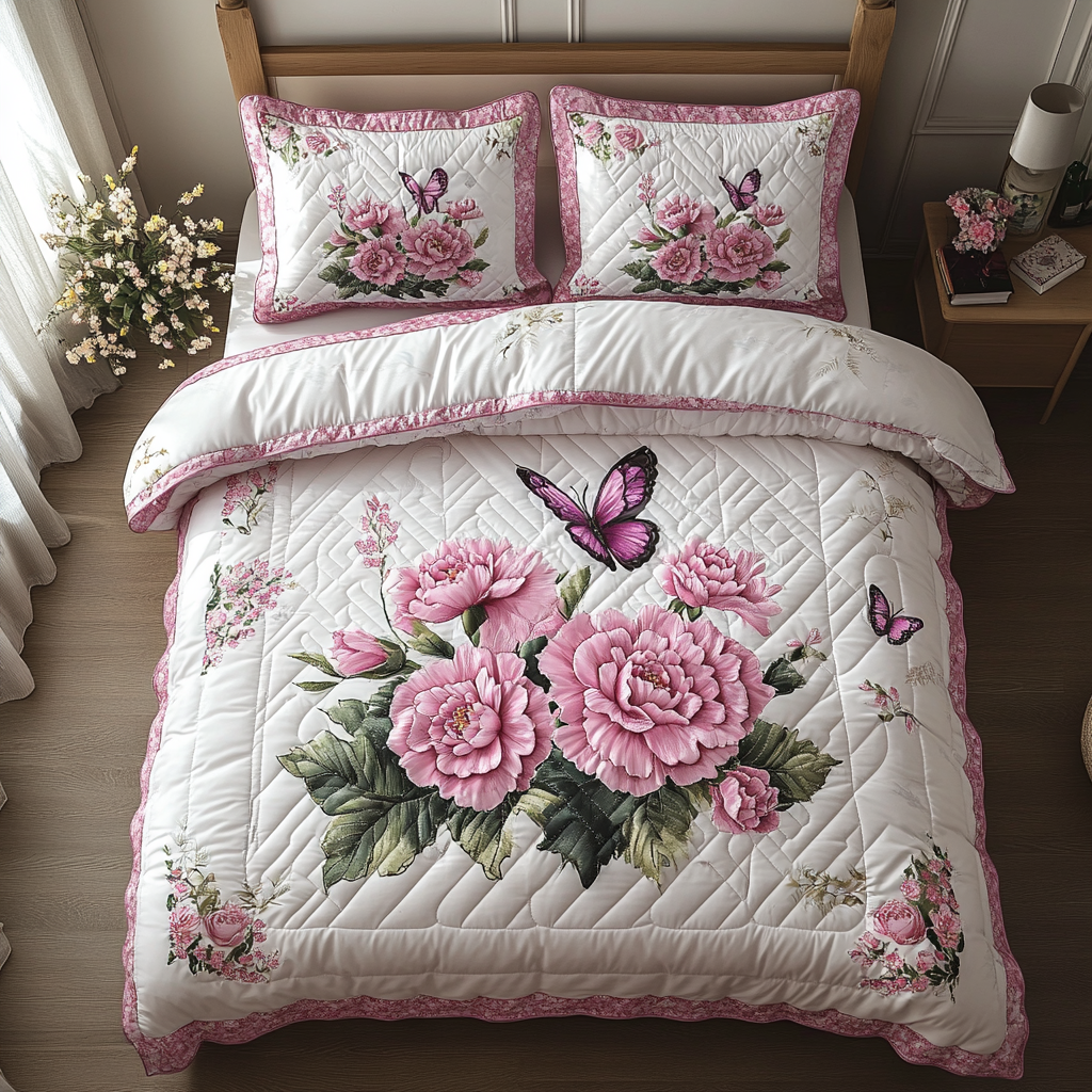 Pink Bliss 3-Piece Quilted Bedding Set