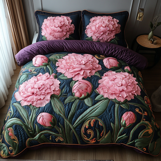 Pink Grace 3-Piece Quilted Bedding Set