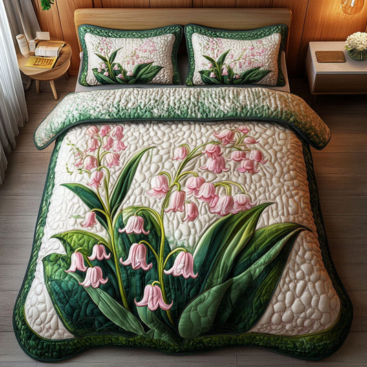 Pink Lily Garden 3-Piece Quilted Bedding Set