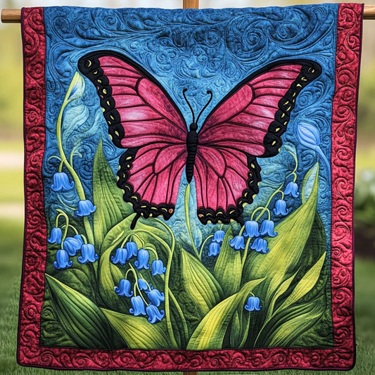 Pink Monarch Quilted Blanket