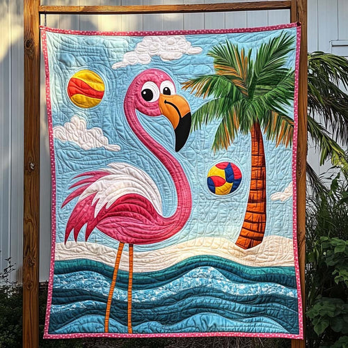 Pink Plumes Quilted Blanket