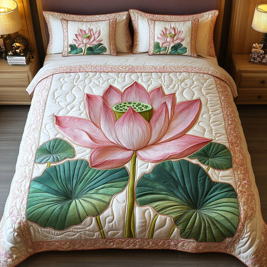 Pink Serenity 3-Piece Quilted Bedding Set