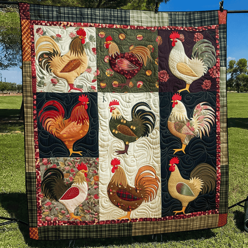 Plaid Poultry Patch Quilted Blanket