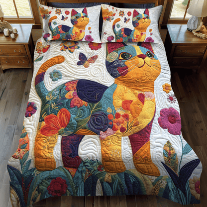 Cat 3-Piece Quilted Bedding Set