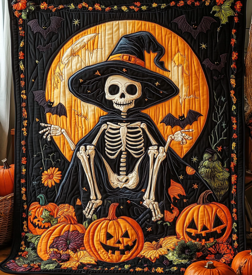 Playful Skeleton Quilted Blanket