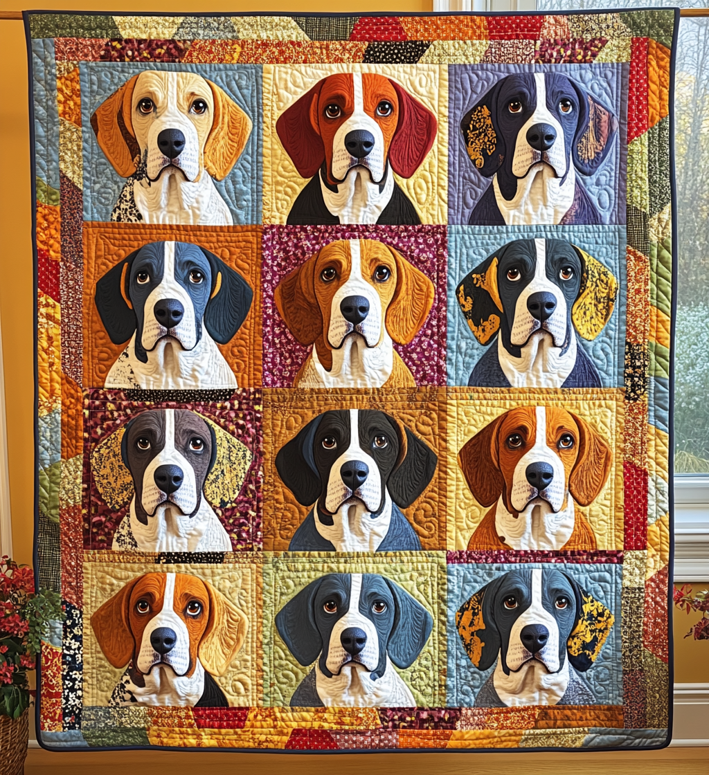 Playful Beagles Quilted Blanket