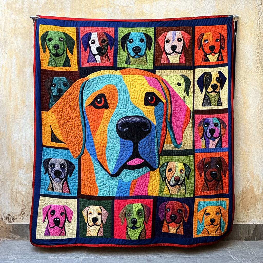 Playful Labrador Quilted Blanket