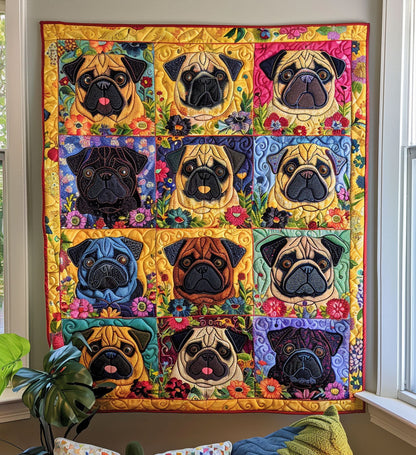 Pug Quilted Blanket