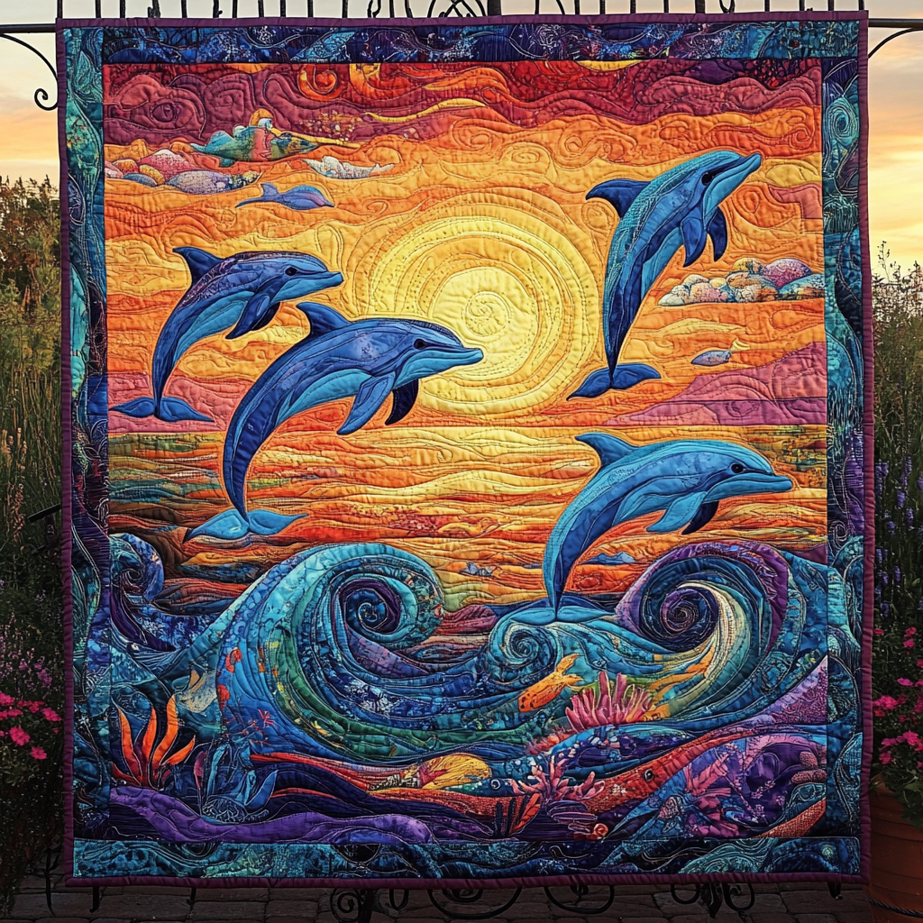 Playful Tides Quilted Blanket
