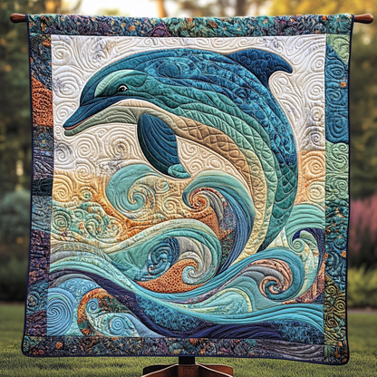 Playful Waves Quilted Blanket