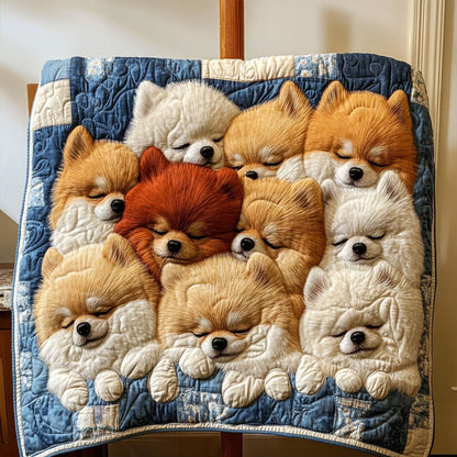 Pomeranian Fluff Quilted Blanket