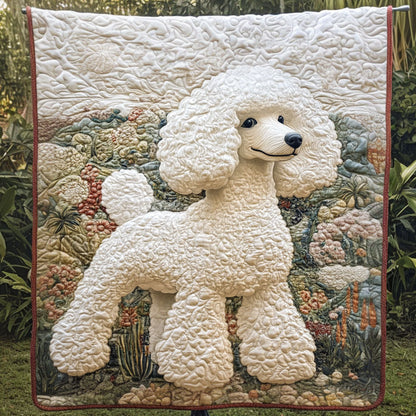 Poodle Bloom Quilted Blanket
