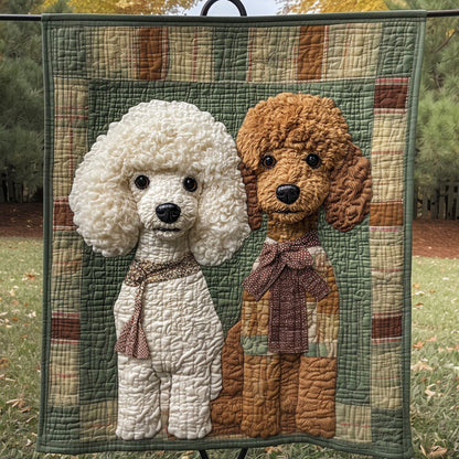 Poodles in Love Quilted Blanket