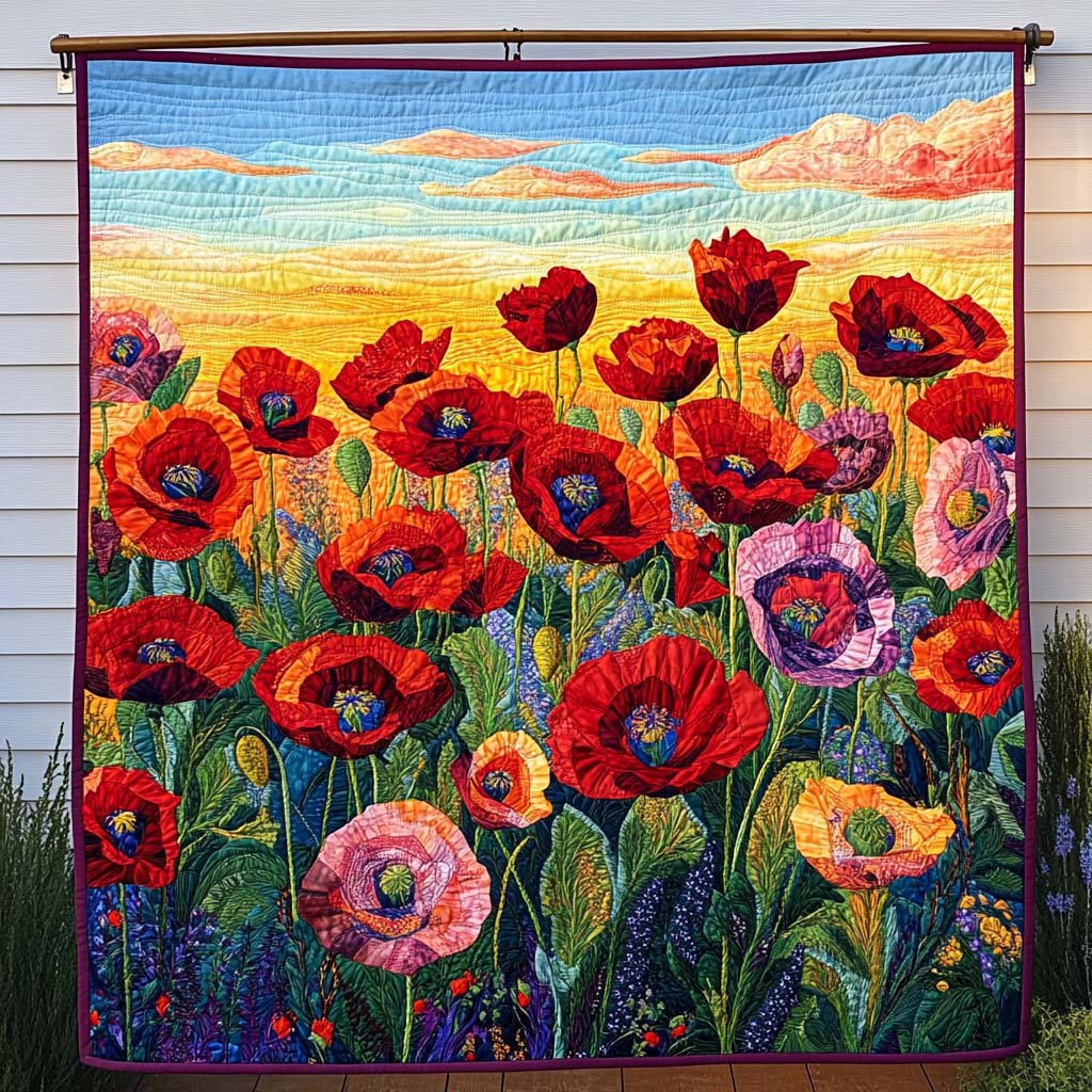 Poppy Field Quilted Blanket