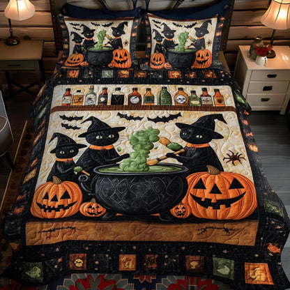 Potion Bubbles Cats 3-Piece Quilted Bedding Set