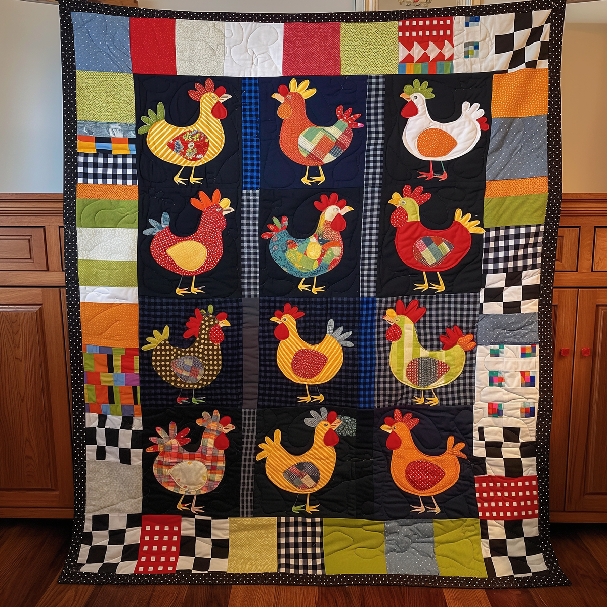 Poultry Paradise Quilted Blanket
