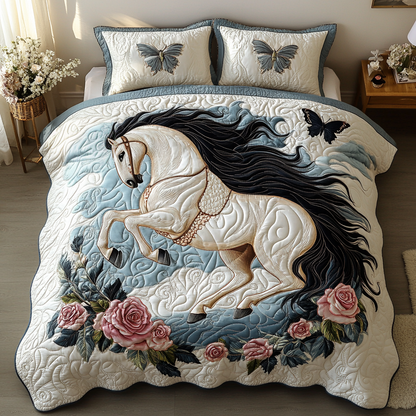 Horse 3-Piece Quilted Bedding Set